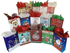 img 3 attached to 🎁 Assorted Christmas Gift Bags Set of 15 - Bulk Sizes with Handles, Gift Tags - Festive Holiday Wrapping: Santa, Snowman, Reindeer