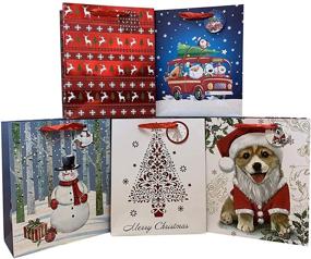 img 1 attached to 🎁 Assorted Christmas Gift Bags Set of 15 - Bulk Sizes with Handles, Gift Tags - Festive Holiday Wrapping: Santa, Snowman, Reindeer