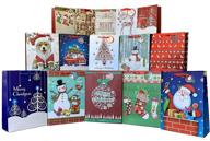 🎁 assorted christmas gift bags set of 15 - bulk sizes with handles, gift tags - festive holiday wrapping: santa, snowman, reindeer logo