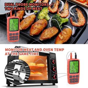 img 3 attached to Regetek Dual Probe Digital LCD Backlight Thermometer - Upgraded Cooking Food Meat Grill Thermometer Clock Timer Alarm for Smoker Oven Kitchen BBQ