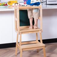 🍴 houchics kids kitchen step stool: solid birch wooden standing tower for toddlers - kitchen helper tower footstool for cooking, baking, and more! logo