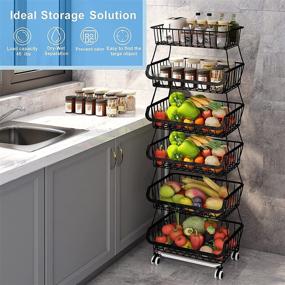 img 3 attached to 🍎 Organize Your Kitchen with Apsan 6 Tier Fruit Basket: Wire Storage Solution with Wheels for Fruits, Vegetables, Onions, and Potatoes