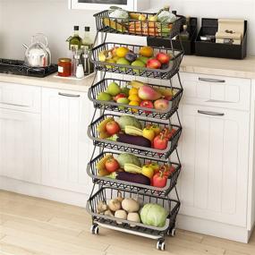 img 2 attached to 🍎 Organize Your Kitchen with Apsan 6 Tier Fruit Basket: Wire Storage Solution with Wheels for Fruits, Vegetables, Onions, and Potatoes