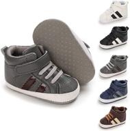 👟 bibegoi high top baby sneakers: soft pu leather, anti-slip sole, lace-up, for newborns and toddlers logo