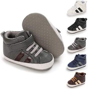 img 4 attached to 👟 BiBeGoi High Top Baby Sneakers: Soft PU Leather, Anti-Slip Sole, Lace-up, for Newborns and Toddlers