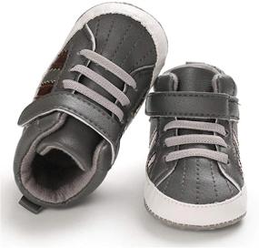 img 1 attached to 👟 BiBeGoi High Top Baby Sneakers: Soft PU Leather, Anti-Slip Sole, Lace-up, for Newborns and Toddlers