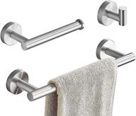 🚽 3-piece brushed nickel bathroom hardware set: high-quality sus304 stainless steel accessories including hand towel holder, toilet paper holder, and robe hook logo