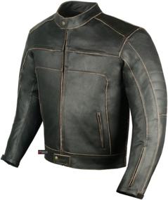 img 4 attached to 🏍️ Vintage Motorcycle Cruiser Leather Touring Biker Jacket for Men with Armor and Ventilation