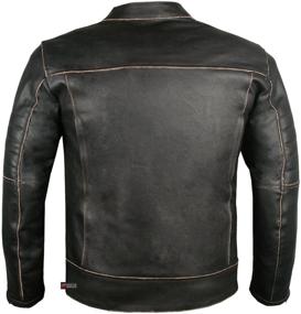 img 1 attached to 🏍️ Vintage Motorcycle Cruiser Leather Touring Biker Jacket for Men with Armor and Ventilation