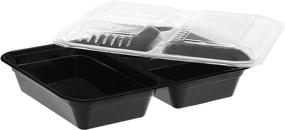 img 3 attached to 🍱 Amazon Basics 3 Compartment Meal Prep Containers 20-Pack – BPA Free, 36 oz, Microwave/Dishwasher/Freezer Safe