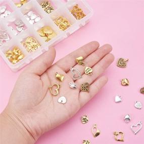 img 1 attached to 🏷️ 150 Pcs 15 Styles Tibetan Style Alloy Heart Charm Pendants for Jewelry Making, Silver/Golden - PH PandaHall