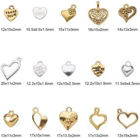 img 3 attached to 🏷️ 150 Pcs 15 Styles Tibetan Style Alloy Heart Charm Pendants for Jewelry Making, Silver/Golden - PH PandaHall