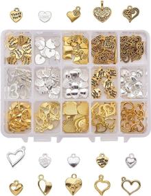 img 4 attached to 🏷️ 150 Pcs 15 Styles Tibetan Style Alloy Heart Charm Pendants for Jewelry Making, Silver/Golden - PH PandaHall