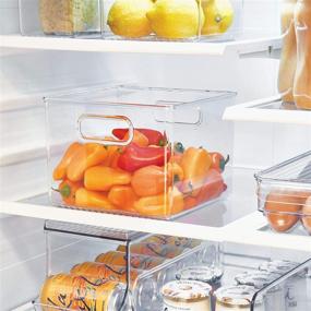 img 3 attached to iDesign 71230 BPA-Free Clear Plastic Bin - Medium size (8"x8"x6") Kitchen Storage Organizer. Ideal for Refrigerator, Freezer, and Pantry