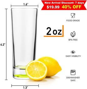 img 3 attached to Vivimee 12 Pack Colored Shot Glass Set - Premium 2oz Clear Glass - Perfect for Whiskey, Tequila, Vodka & More