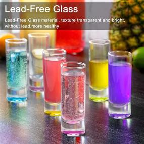 img 2 attached to Vivimee 12 Pack Colored Shot Glass Set - Premium 2oz Clear Glass - Perfect for Whiskey, Tequila, Vodka & More