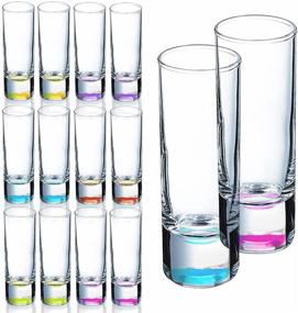 img 4 attached to Vivimee 12 Pack Colored Shot Glass Set - Premium 2oz Clear Glass - Perfect for Whiskey, Tequila, Vodka & More