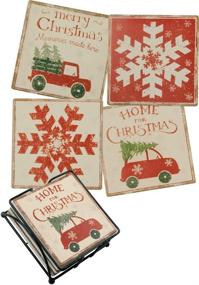 img 3 attached to Primitives by Kathy Stone Coasters - Home for Christmas: Enhance Your Holiday Décor