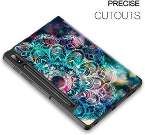 img 2 attached to 📱 Hocase Galaxy Tab S7 Plus Case, Mandala in Galaxy Design, PU Leather Smart Flip Case with Cute Flower Pattern, Auto Sleep Wake Feature, Soft TPU Back Cover for Galaxy Tab S7 Plus (12.4-inch Display) 2020