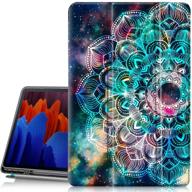 📱 hocase galaxy tab s7 plus case, mandala in galaxy design, pu leather smart flip case with cute flower pattern, auto sleep wake feature, soft tpu back cover for galaxy tab s7 plus (12.4-inch display) 2020 logo