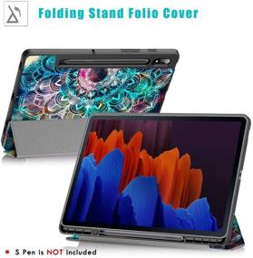 img 3 attached to 📱 Hocase Galaxy Tab S7 Plus Case, Mandala in Galaxy Design, PU Leather Smart Flip Case with Cute Flower Pattern, Auto Sleep Wake Feature, Soft TPU Back Cover for Galaxy Tab S7 Plus (12.4-inch Display) 2020