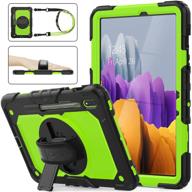 📱 seymac 360 rotating hand strap / stand case with pencil holder and screen protector for samsung galaxy tab s7 11'' 2020 sm-870/t875/t878 (green+black) logo