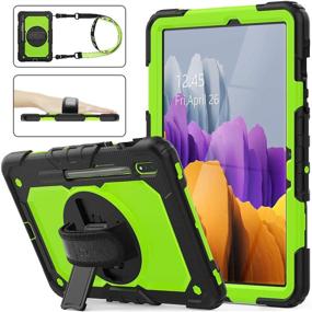 img 4 attached to 📱 SEYMAC 360 Rotating Hand Strap / Stand Case with Pencil Holder and Screen Protector for Samsung Galaxy Tab S7 11'' 2020 SM-870/T875/T878 (Green+Black)