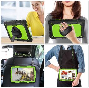 img 1 attached to 📱 SEYMAC 360 Rotating Hand Strap / Stand Case with Pencil Holder and Screen Protector for Samsung Galaxy Tab S7 11'' 2020 SM-870/T875/T878 (Green+Black)