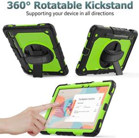 img 2 attached to 📱 SEYMAC 360 Rotating Hand Strap / Stand Case with Pencil Holder and Screen Protector for Samsung Galaxy Tab S7 11'' 2020 SM-870/T875/T878 (Green+Black)