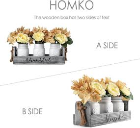 img 2 attached to 🌸 HOMKO Mason Jar Centerpiece Set: Farmhouse Rustic Kitchen Table Decor with Artificial Flowers for Flatware Organization, Flower Arrangement, and Garden Weddings