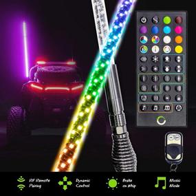 img 4 attached to 🚦 3ft Spiral LED Whip Light for UTV ATV: RF Remote Pairing, Dynamic LED Control, Brake-On-Whip; 2-Layer PVC Construction - RZR Can-Am Polaris UTV ATV Accessories