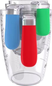 img 3 attached to Vremi BPA Free 3 Piece Plastic Measuring Cups Set with Spout and Colorful Handles - Nesting Stackable Cups for Precise Liquid Measurements - Includes 1, 2 and 4 Cup Capacity with Ml and Oz Measurements