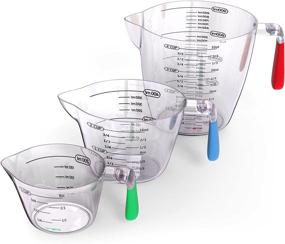 img 1 attached to Vremi BPA Free 3 Piece Plastic Measuring Cups Set with Spout and Colorful Handles - Nesting Stackable Cups for Precise Liquid Measurements - Includes 1, 2 and 4 Cup Capacity with Ml and Oz Measurements