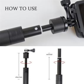 img 1 attached to Aluminum Selfie Stick Monopod for Action Camera, EaxanPic Extendable Handheld Telescoping Monopod Hand 🎥 Grip for GoPro Max/9/8/7/6/5/4/3+, DJI OSMO, Insta 360 One R (Hand Grip - Enhanced Version)