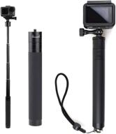 aluminum selfie stick monopod for action camera, eaxanpic extendable handheld telescoping monopod hand 🎥 grip for gopro max/9/8/7/6/5/4/3+, dji osmo, insta 360 one r (hand grip - enhanced version) logo