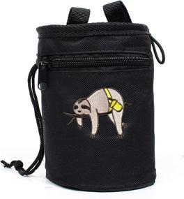 img 4 attached to 🧗 Craggy's Chalk Bag: Kid and Adult Sized with Drawstring Closure, Zippered Pocket, Adjustable Belt, and Sloth Embroidered Design