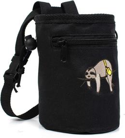 img 1 attached to 🧗 Craggy's Chalk Bag: Kid and Adult Sized with Drawstring Closure, Zippered Pocket, Adjustable Belt, and Sloth Embroidered Design