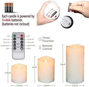 img 3 attached to 🕯️ Flickering Flameless Candles with Remote Control and 24-Hour Timer, Battery Operated Led Candles Ideal for Thanksgiving Christmas Decor, Real Wax, Ivory (Pack of 3)