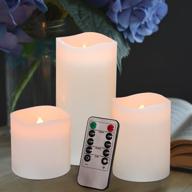 🕯️ flickering flameless candles with remote control and 24-hour timer, battery operated led candles ideal for thanksgiving christmas decor, real wax, ivory (pack of 3) логотип