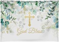 📸 durable fabric god bless backdrop: funnytree 8x6ft forest leaves baptism party first holy communion christening banner decor – no wrinkles, perfect for baby shower photography background and photo booth props. get yours now! logo