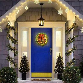 img 1 attached to ATDAWN 16 Inch Outdoor Lighted Christmas Wreath: Festive Front Door Xmas Decorations!