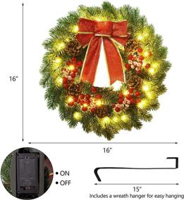 img 3 attached to ATDAWN 16 Inch Outdoor Lighted Christmas Wreath: Festive Front Door Xmas Decorations!