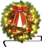 atdawn 16 inch outdoor lighted christmas wreath: festive front door xmas decorations! logo