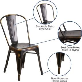 img 2 attached to Versatile, Durable Distressed Copper Metal Indoor-Outdoor Stackable Chair by Flash Furniture