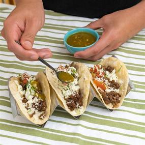 img 3 attached to 🌮 Enhanced Taco Serving: Stainless Steel Taco Holder with Convenient Handles