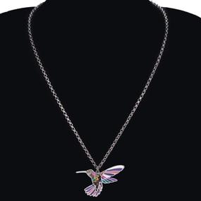 img 1 attached to BONSNY Enamel Alloy Chain Necklace with Hummingbird Bird Pendant - Original Design for Women, Kids, and Charms - Perfect Gifts