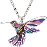 bonsny enamel alloy chain necklace with hummingbird bird pendant - original design for women, kids, and charms - perfect gifts logo