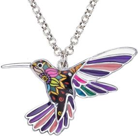 img 4 attached to BONSNY Enamel Alloy Chain Necklace with Hummingbird Bird Pendant - Original Design for Women, Kids, and Charms - Perfect Gifts