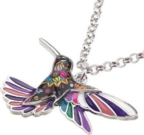 img 3 attached to BONSNY Enamel Alloy Chain Necklace with Hummingbird Bird Pendant - Original Design for Women, Kids, and Charms - Perfect Gifts