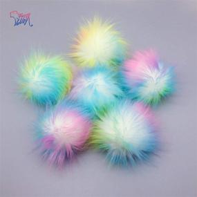 img 3 attached to 🎨 FurryValley Faux Fur Pompom Set - Create Playful DIY Crafts with 6pcs Fluffy Balls for Hats, Shoes, and Scarves. Removable Snap Fastener Design for Knitting Hat Accessories - 4.3 Inch (Colorful)